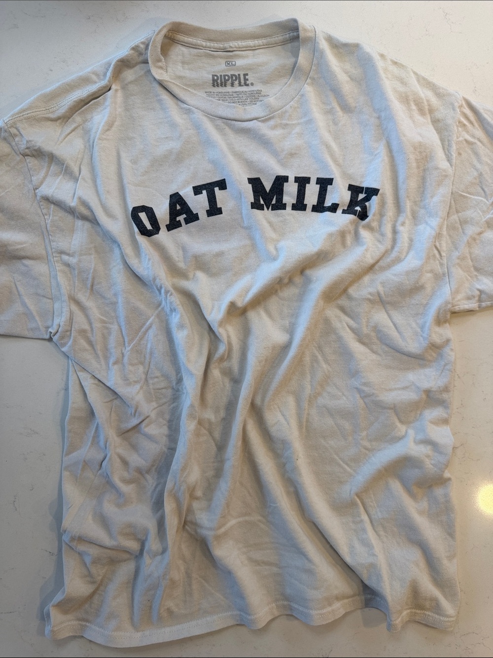 Ripple Oat Milk Graphic Tee - White with Black Print
